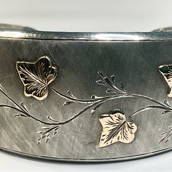 Vintage Sterling & Rose Gold Cuff Bracelet Italy - Picture 4 of 7